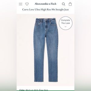 Abercrombie & Fitch Curve Love Ultra High Rise 90s Straight Jean